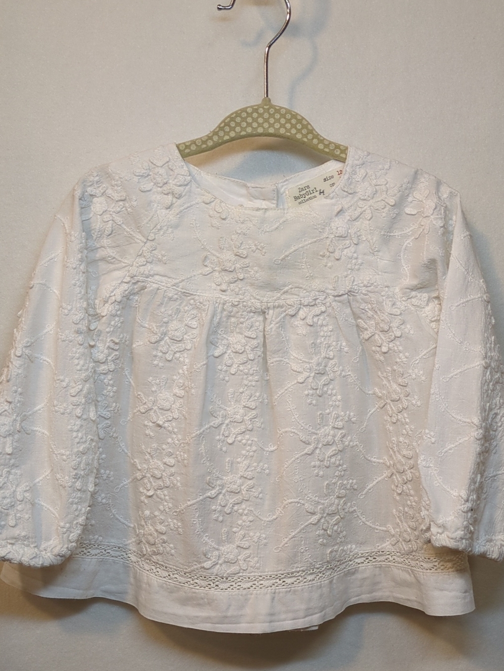 Zara White Embroidered Baby Girl Top